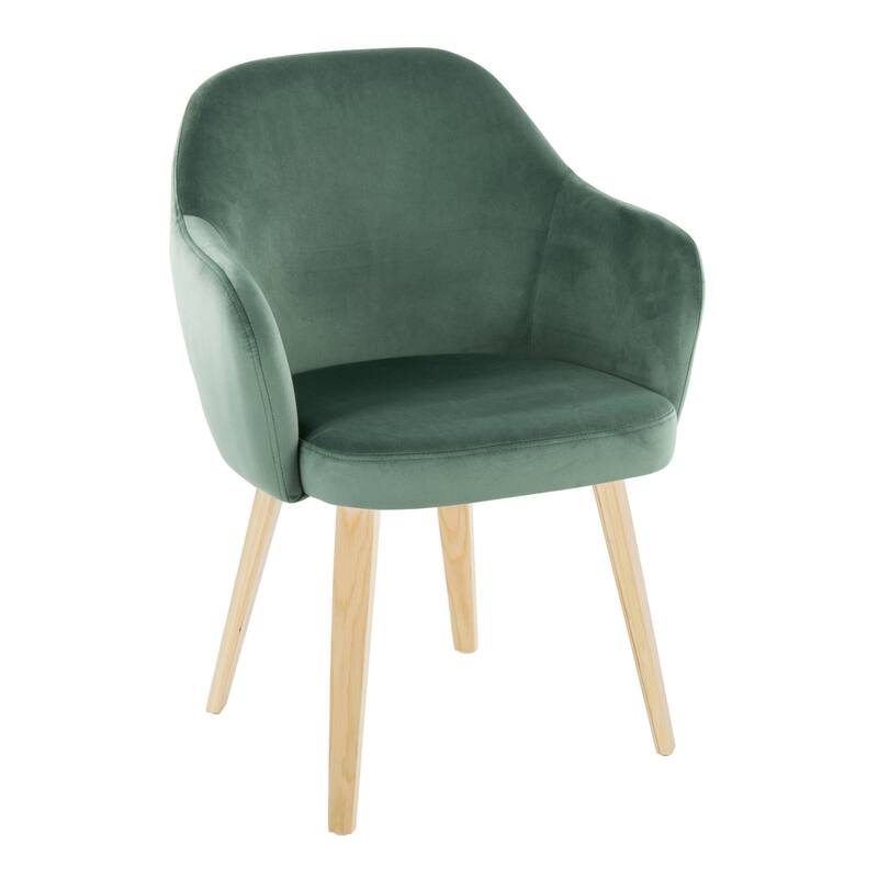 Porch & Den Beckett Dining Chair with Bent Wood Legs (Set of 2) - Green Velvet/Natural Wood