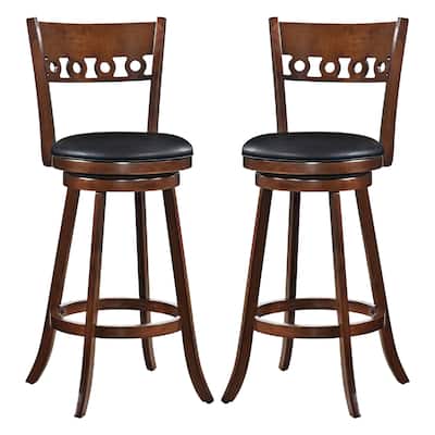Gymax 2PCS 30.5'' Bar Height Chairs Swivel Bar Stools w/ Rubber Wood