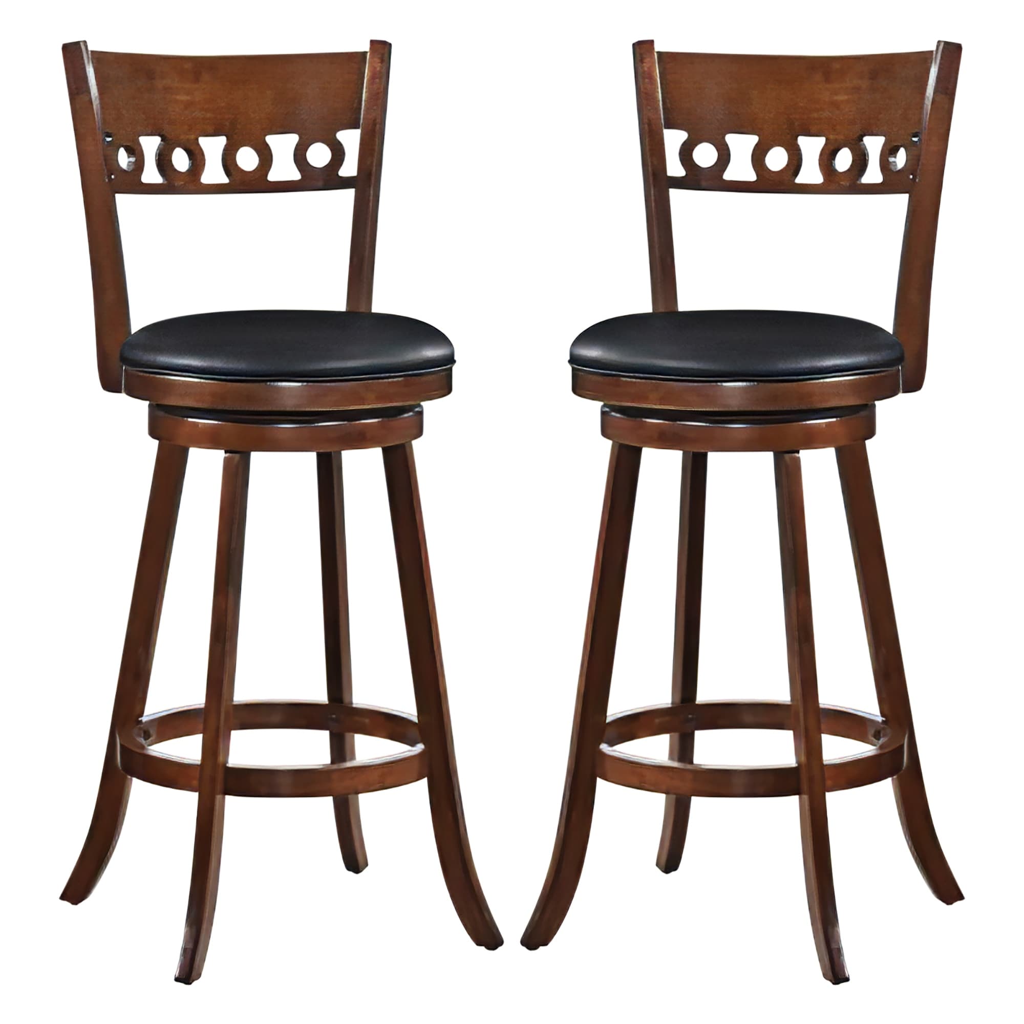 Gymax 2PCS 30.5'' Bar Height Chairs Swivel Bar Stools w/ Rubber Wood
