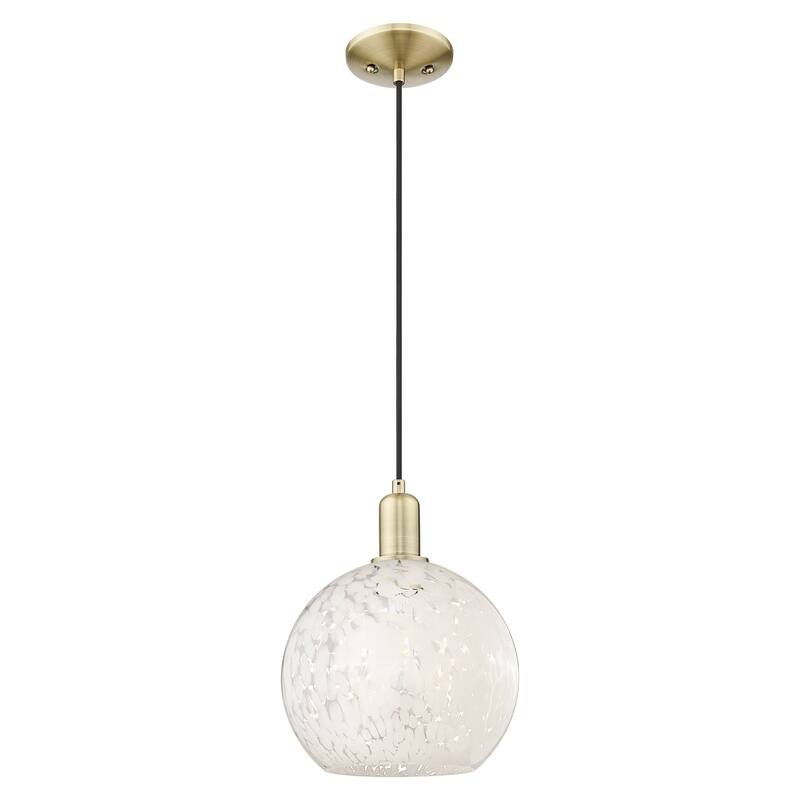 Innovations Lighting Endless Possibilities Arcadia - White Mouchette - 1 Light 10" Cord Hung Mini Pendant - Antique Brass