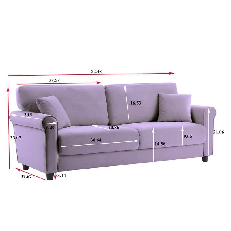 82"Velvet Upholstery Cloud Sofa Couch Cushion Back Deep Seat Loveseat