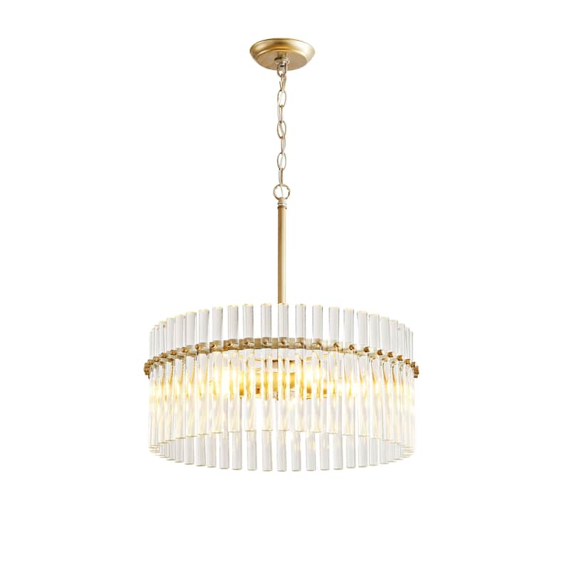Casandra Brushed Champagne Silver 5-light Crystal Chandelier