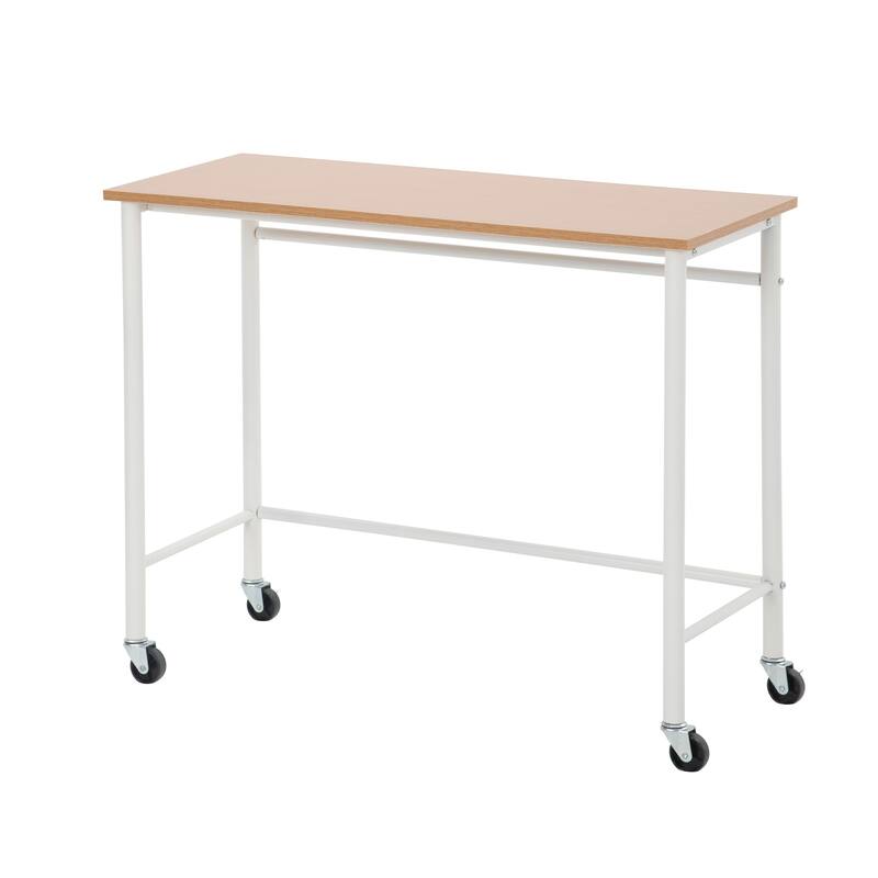 Twin Size Metal Loft Bed with Desk and Shelves