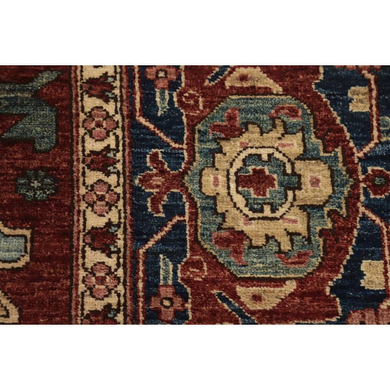 Hand Knotted Oriental 100% Wool Carpet Traditional Geometric Oranges & Rust Heriz (serapi) Area Rug - 11' 9'' X 8' 11''