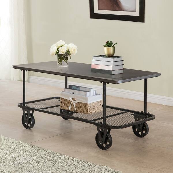 Shop Black Friday Deals On Firstime Co Winfield Industrial Cart Coffee Table American Crafted Dark Silver Metal 44 5 X 21 5 X 20 5 In Overstock 31804899