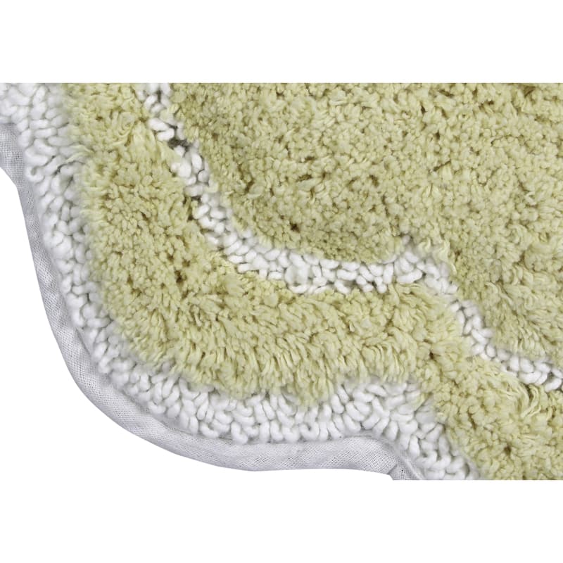 Allure Collection 100% Cotton Non-Slip Bathroom Rug Set, 3 Piece Machine Washable- Bathroom Rug, Bath Rug, U Shaped Contour