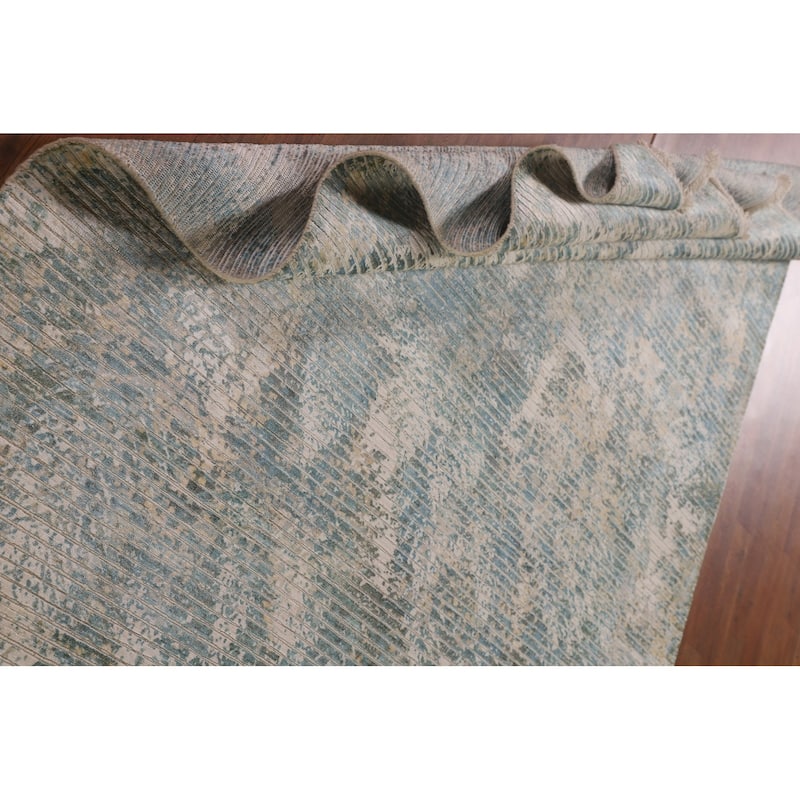 Striped Abstract Indian Area Rug Handmade Wool Carpet - 5'6"x 7'7"