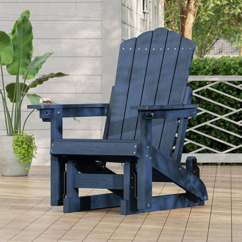 Glider Adirondack Patio Chair, 3-Position Adjust Smooth Motion Chair - 1-Piece - NavyBlue