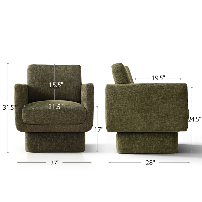 Upholstered Swivel Barrel Accent Chair(Set of 2)