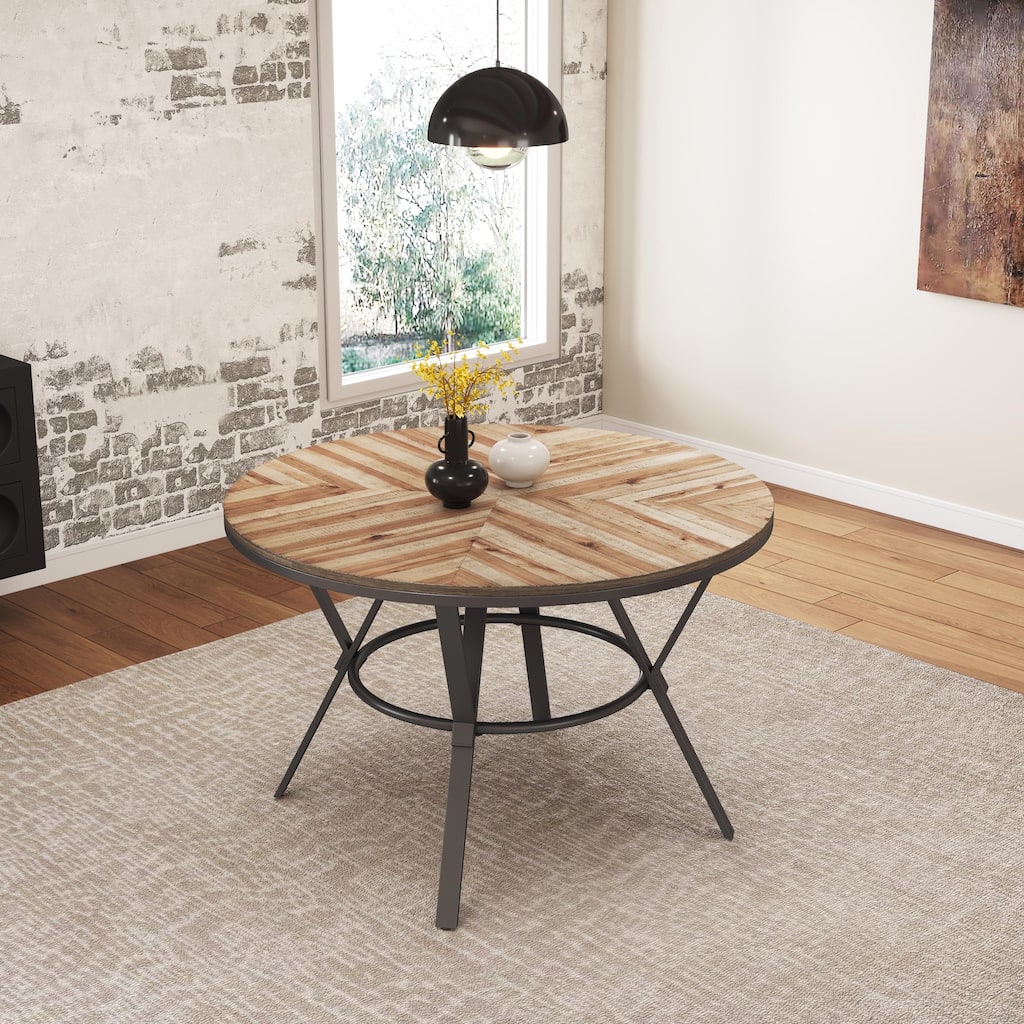 Christopher Knight Home Indoor Dining Round Table With Metal Legs