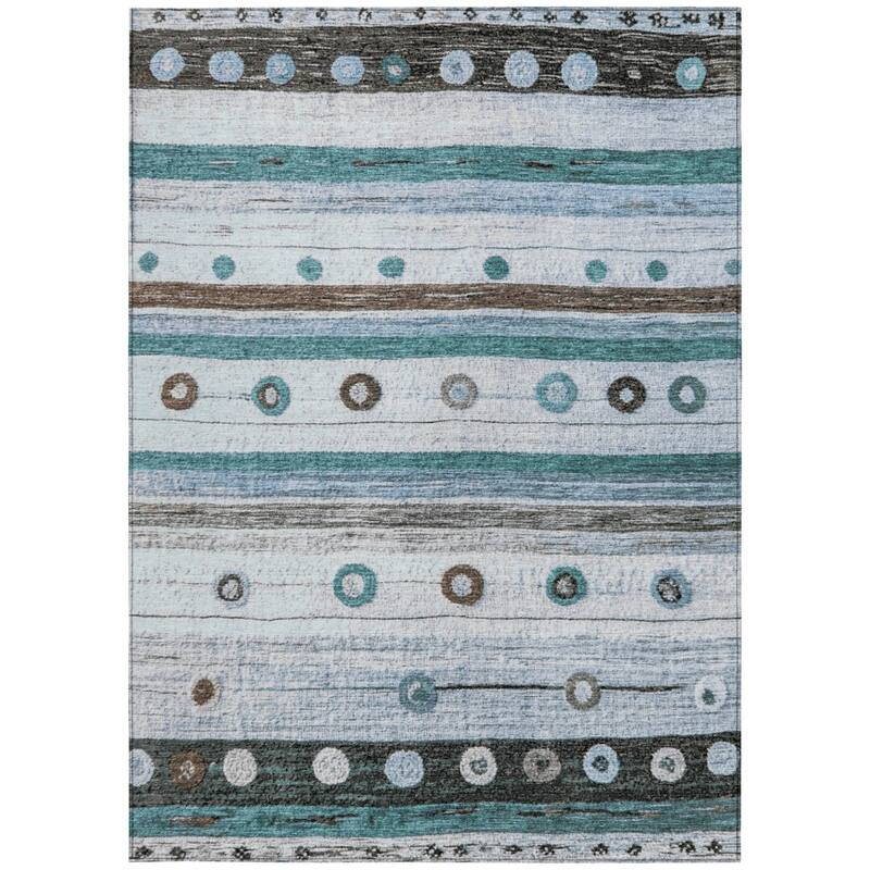 HomeRoots Striped Transitional Rectangle Outdoor Rug