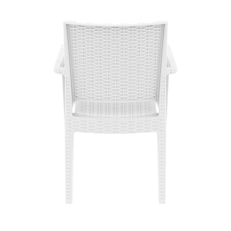 34" White Wickerlook Patio Stackable Dining Chair