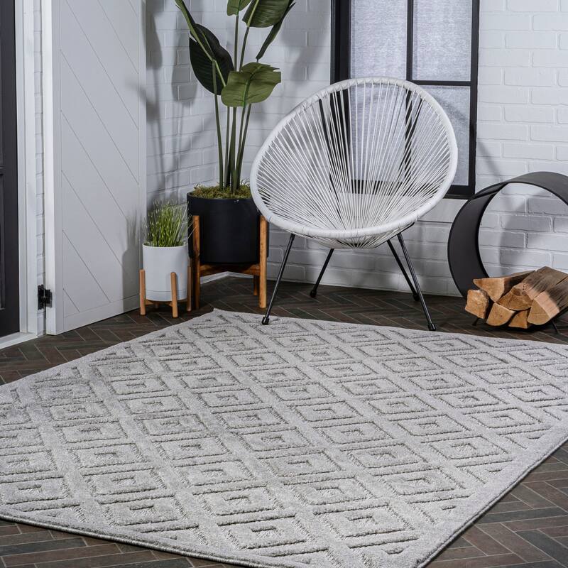 JONATHAN Y Ankara Neutral Diamond Trellis Indoor/Outdoor Area Rug
