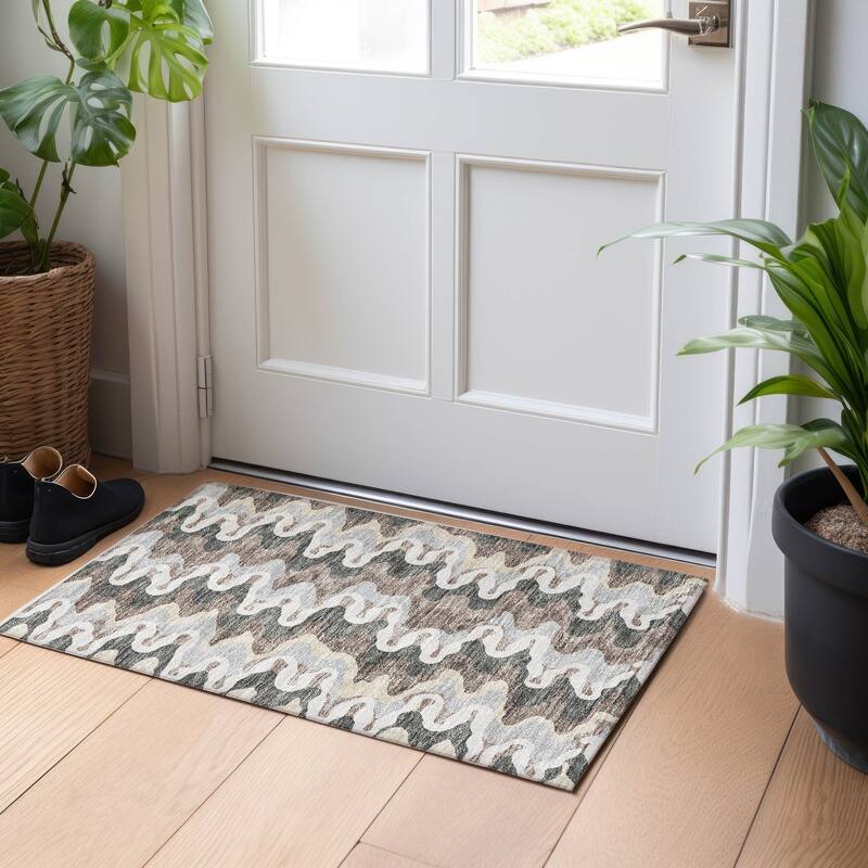 Premium Washable Super Soft Abstract Stripes Mayfield Rug - Charcoal - 1' 8" x 2' 6" - Rectangle