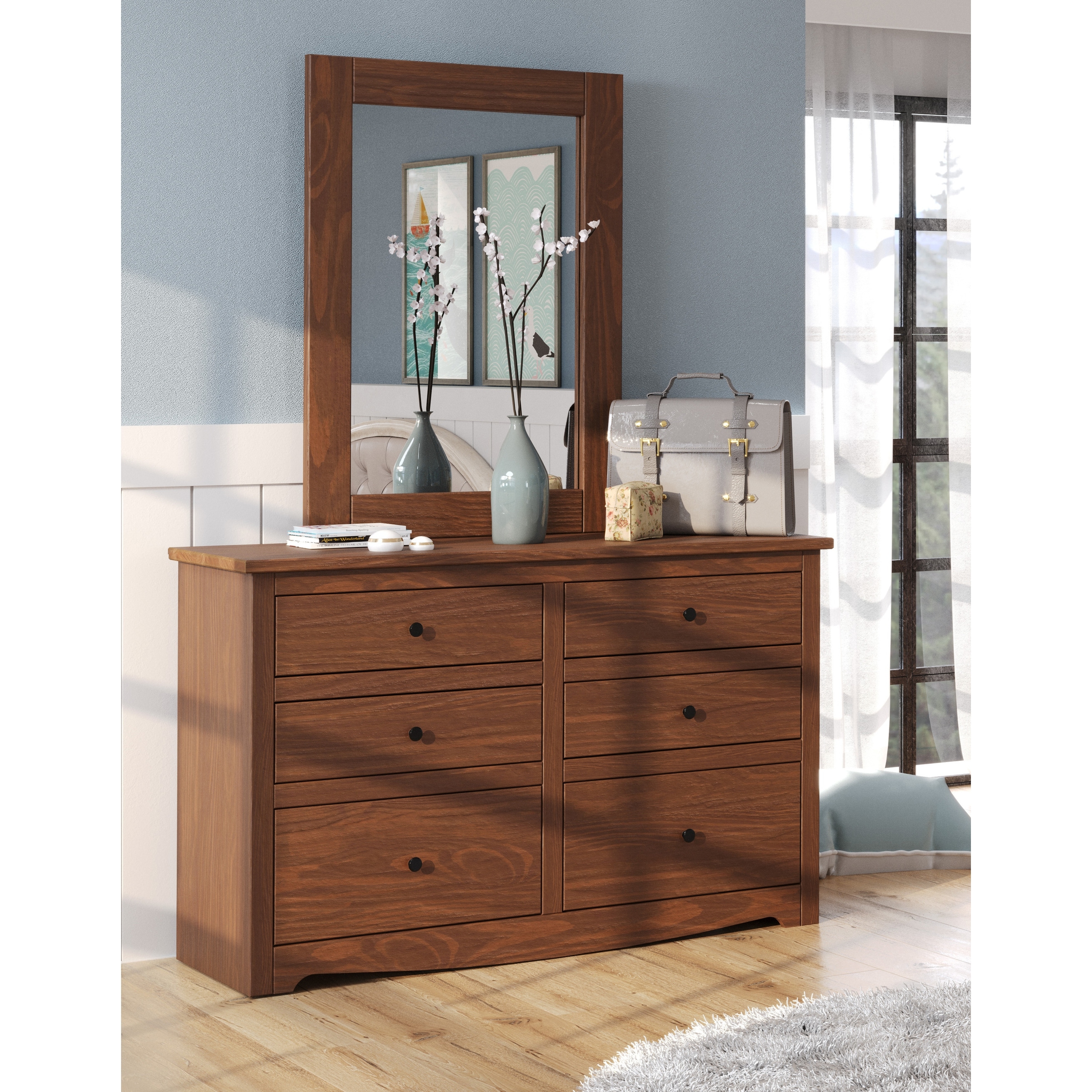 american furniture classics dresser Furniture of America Mandura 6 Drawer Dresser in Cherry CM7260D