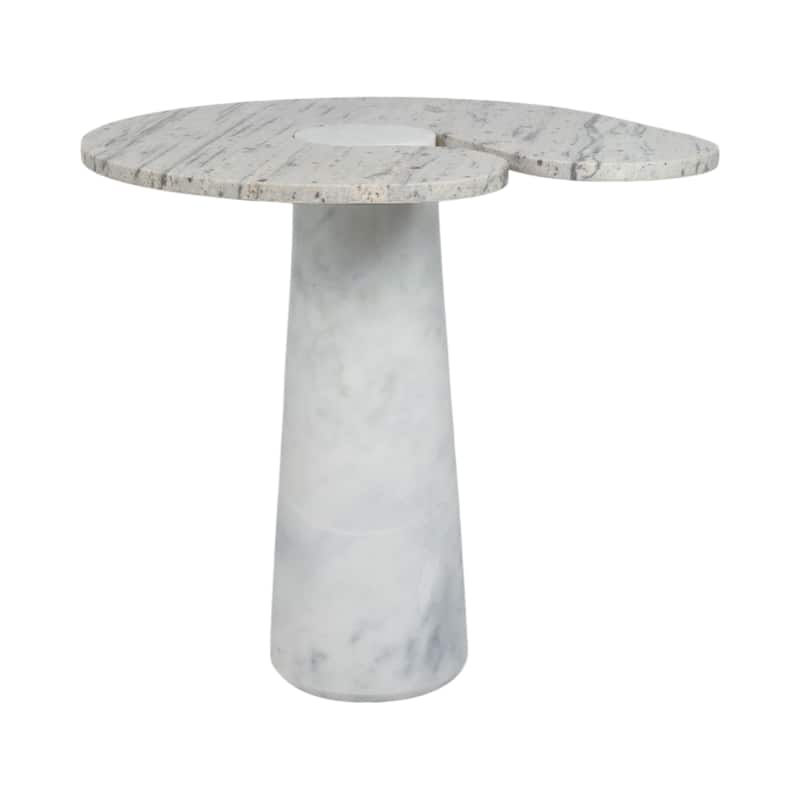 Granite And Marble Modern Round Side Table with Split-Top - 24" Ivory - 24" x 24" x 24"