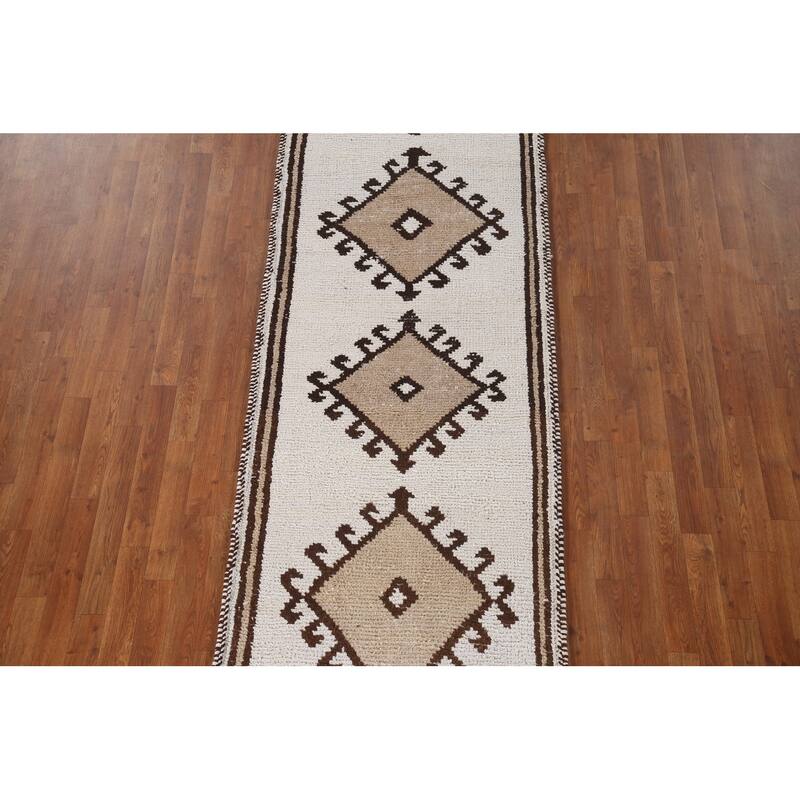 Beige Anatolian Turkish Runner Rug Handmade Wool Carpet - 3'1"x 11'2"