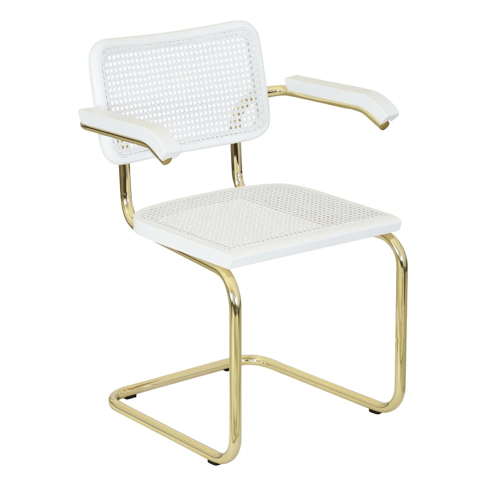 Breuer Chair Company Marcel Breuer Cesca Cane Cantilever Armchair Arm Chair w/ Brass Steel Frame (Various Wood & Cane Colors)