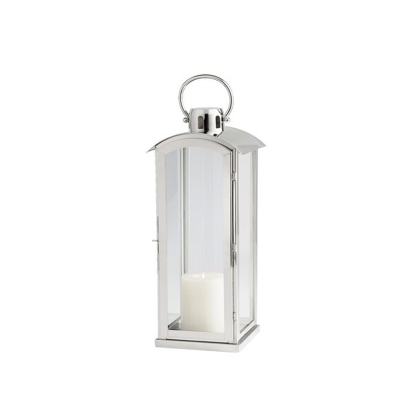 Cyan Design 09747 Wilder Glass and Stainless Steel Lantern Candle Holder - Nickel