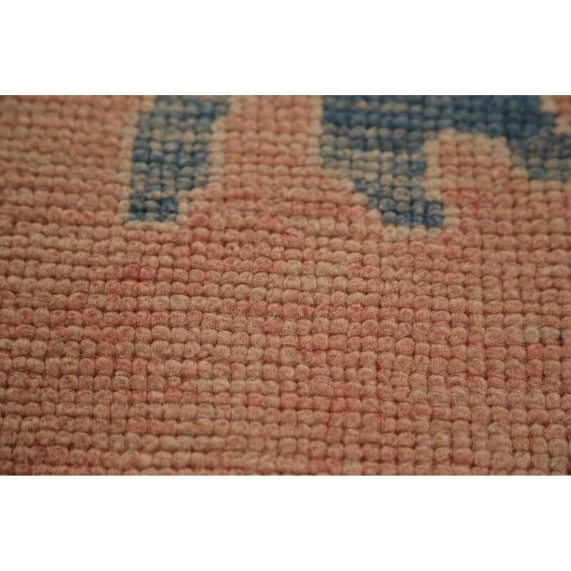 Hand Knotted Oriental 100% Wool Carpet Transitional All-Over Coral Oushak Area Rug - 12' 2'' X 9' 0''
