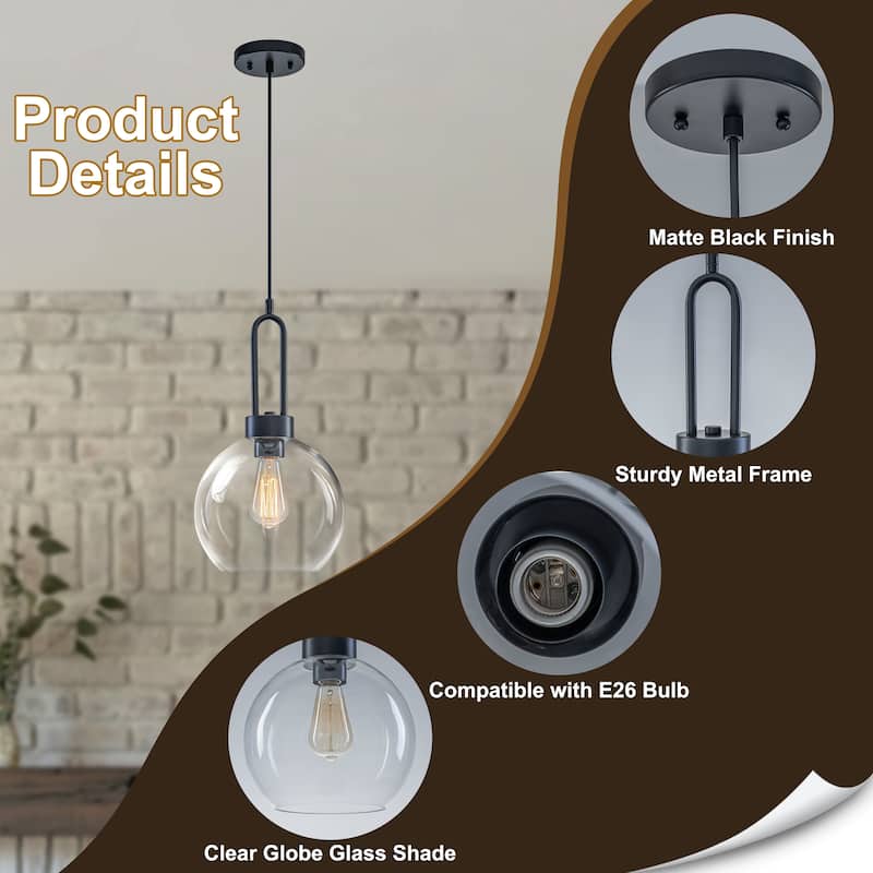 Starsky 1-Light Single Globe Clear Glass Pendant
