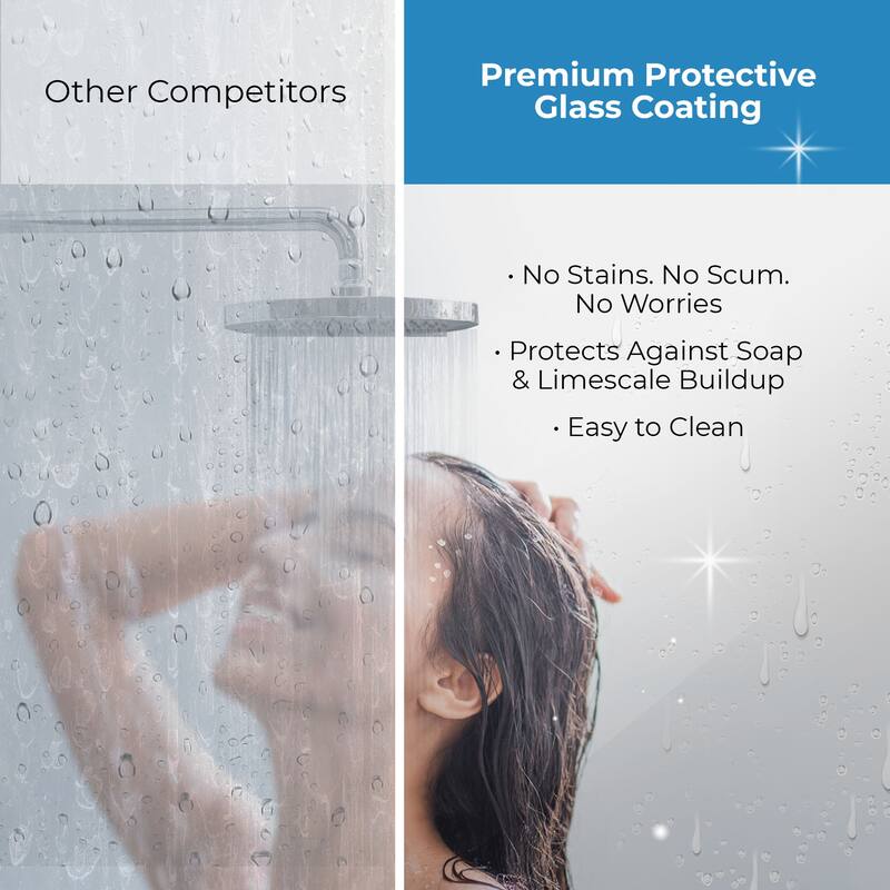 OVE Breeze Pivot Corner Frameless Pivot Shower Door Kit with Base Pan