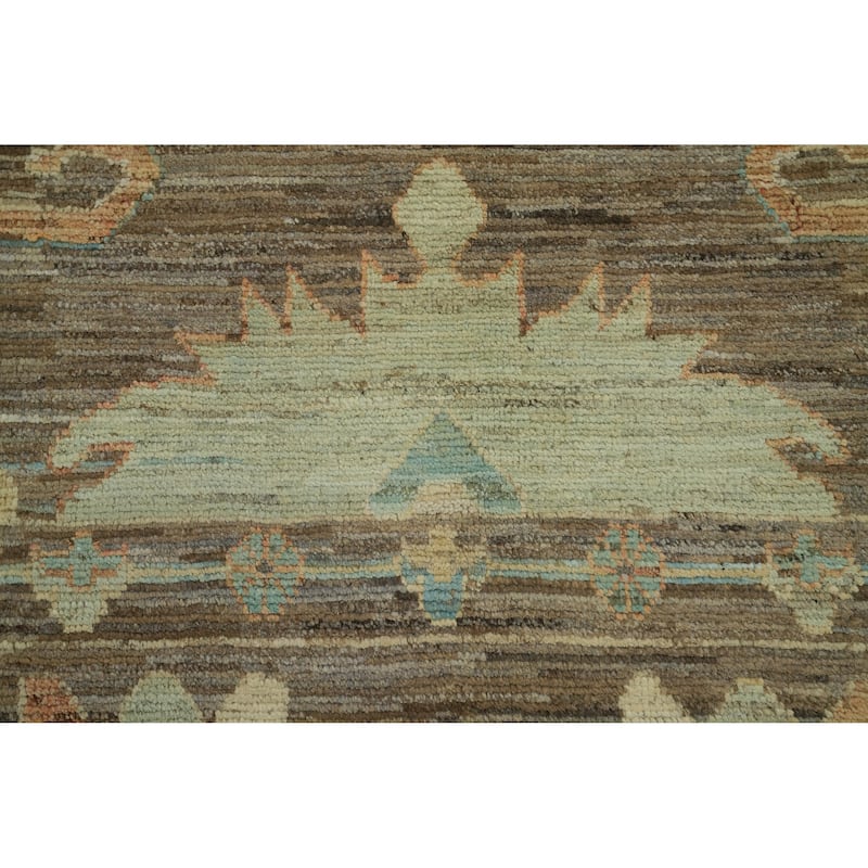 Hand Knotted Oriental 100% Wool Carpet Transitional All-Over Brown Oushak Area Rug - 17' 8'' X 12' 0''