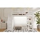 preview thumbnail 25 of 30, Wooden Loft Bed Frame with 4-tier Storage Shelf, Small Wardrobe, White LED Light and Storage Staircase, Space Saving Storage Bed