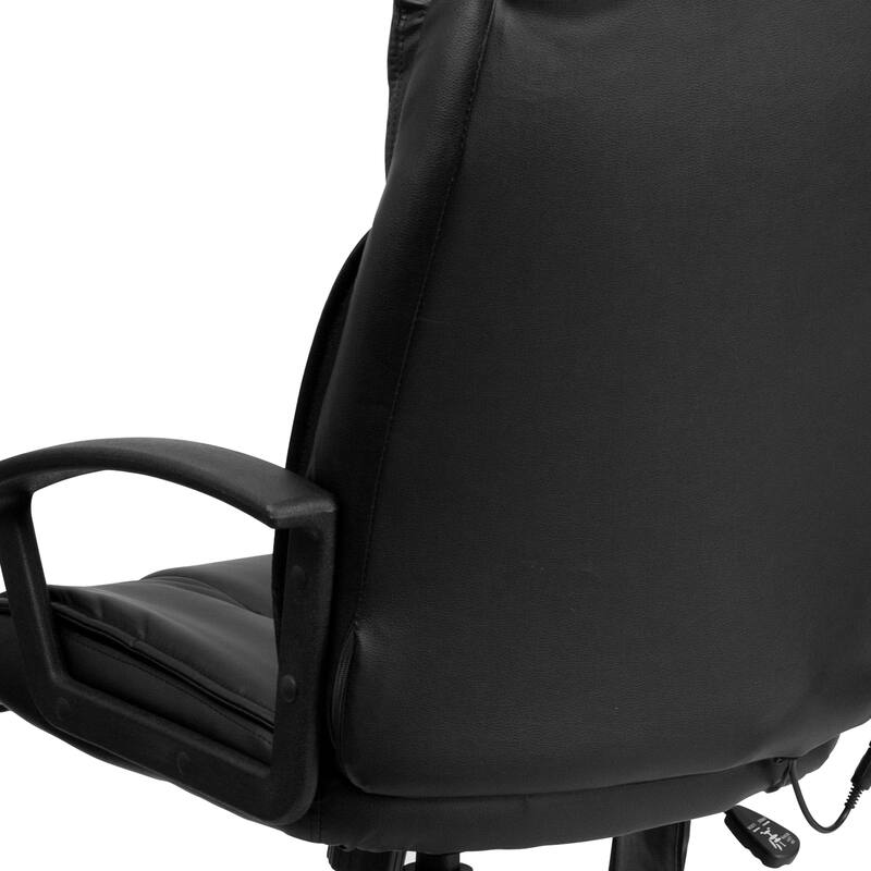 High Back Massaging LeatherSoft Upholstered Chair with Side Remote Pocket