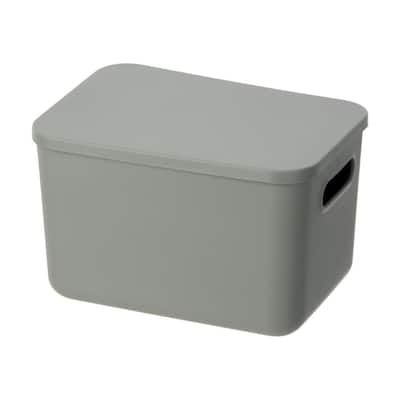YBM Home Stackable Plastic Storage Bin with Lid, Grey