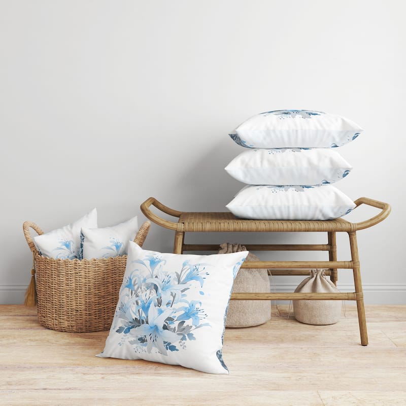 Lily Mist Serenity Faux Suede Reversible Throw Pillow Blue and Grey