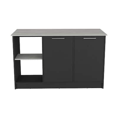 Multi-Functional Kitchen Island with Generous Workspace, Open Shelving, and Enclosed Storage Cabinet for Organized Cooking