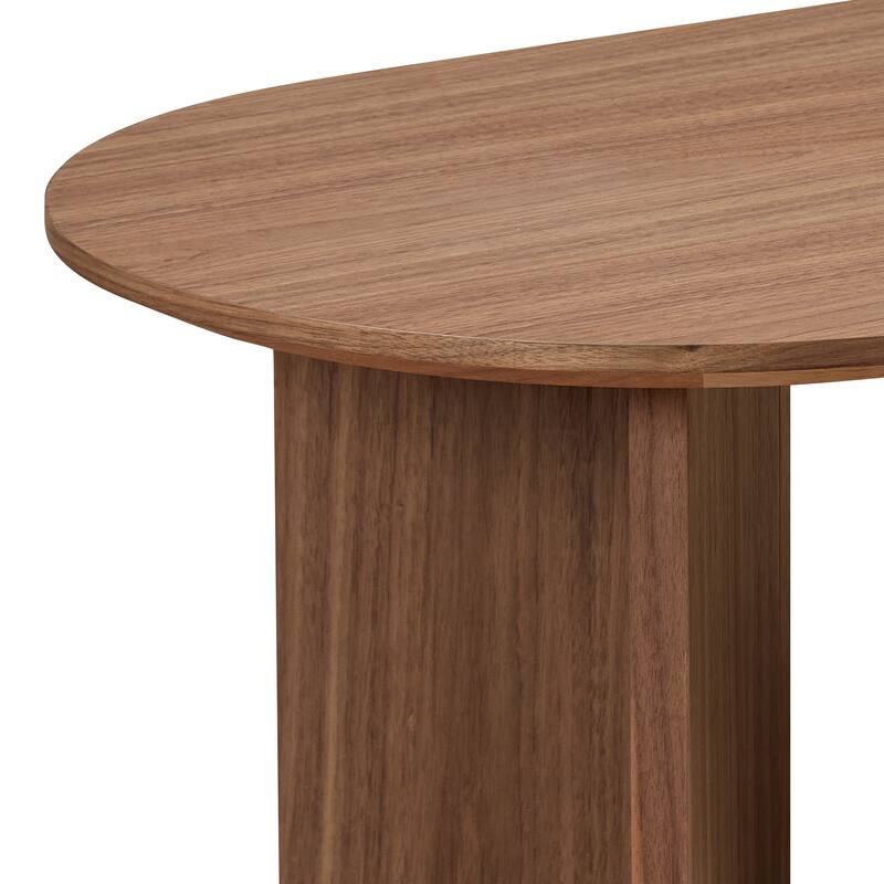 Length 39.37 Inch Modern Coffee Table,MDF Oval Coffee Table for Living Room,Small Coffee Table with Sturdy Pedestal
