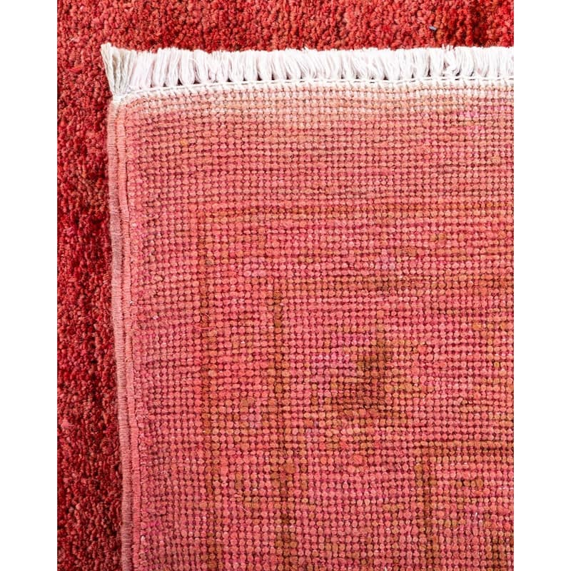 Overton Hand Knotted Wool Vintage Inspired Modern Contemporary Overdyed Pink Area Rug - 12' 0" x 18' 6"