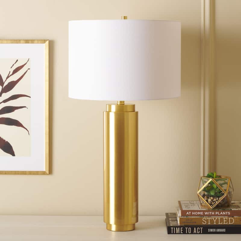 SAFAVIEH Couture Lighting Niculina 30-inch Metal Pillar Table Lamp - 15 In W x 15 In D x 30 In H - 15Wx15Dx30H
