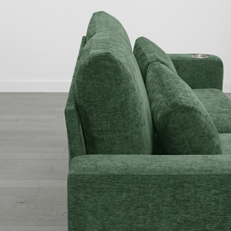 Spruce & Spring Ezra 89" Modern High Back Living Room Sofa with USB & Cup Holders