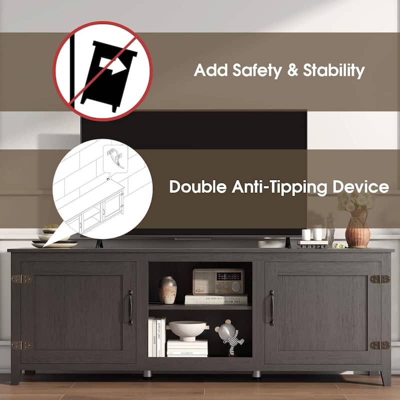 Wood Storage Cabinet Media Console for TVs up to 80"