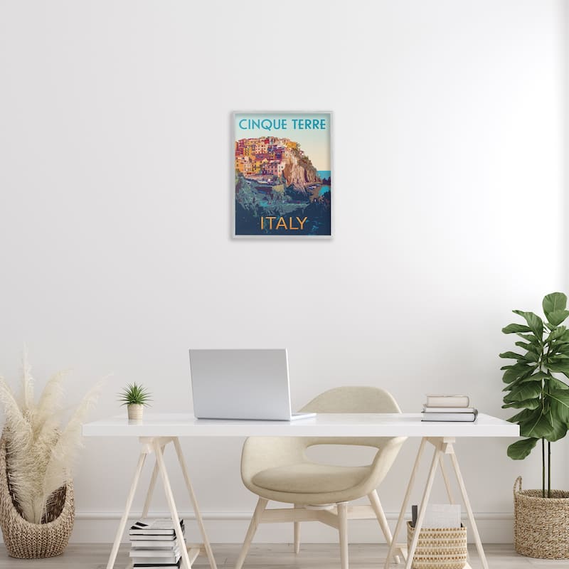 Stupell Italian Coast Cityscape Framed Giclee Art Design By Victoria Barnes