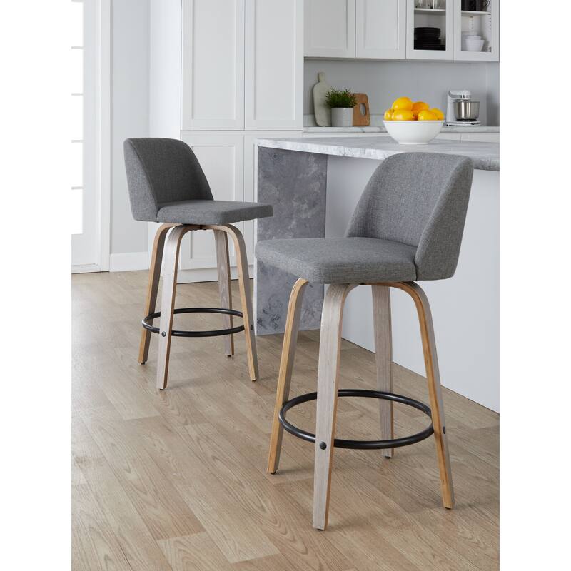 Carson Carrington Vallberga 26" Fixed-Height Counter Stool With Whitewashed Wood Base (Set of 2)