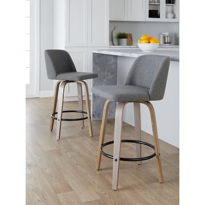 Carson Carrington Vallberga 26" Fixed-Height Counter Stool With Whitewashed Wood Base (Set of 2)