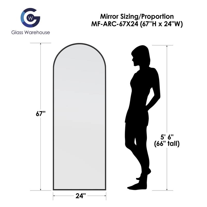 Glass Warehouse Large Arch Shape Stainless Steel Framed Mirror