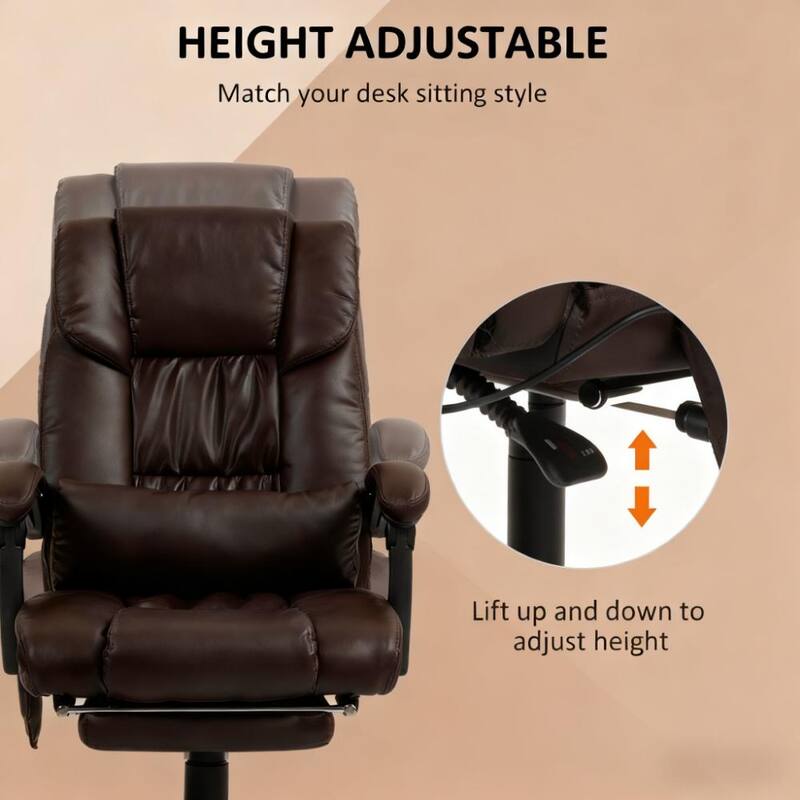 Massage Office Chair with 6 Vibrating Points, High Back Reclining Office Chair with Footrest and Remote, For Home and Office