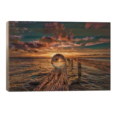 Ball On A Stick Print On Wood by Ben Mulder - Multi-Color