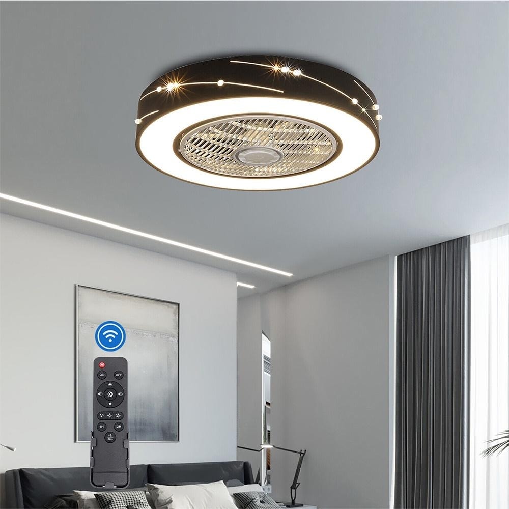 LED Ceiling Fan Flush Mounted Dimmable Chandelier Lamp with Remote - 21\, image size:1000x1000