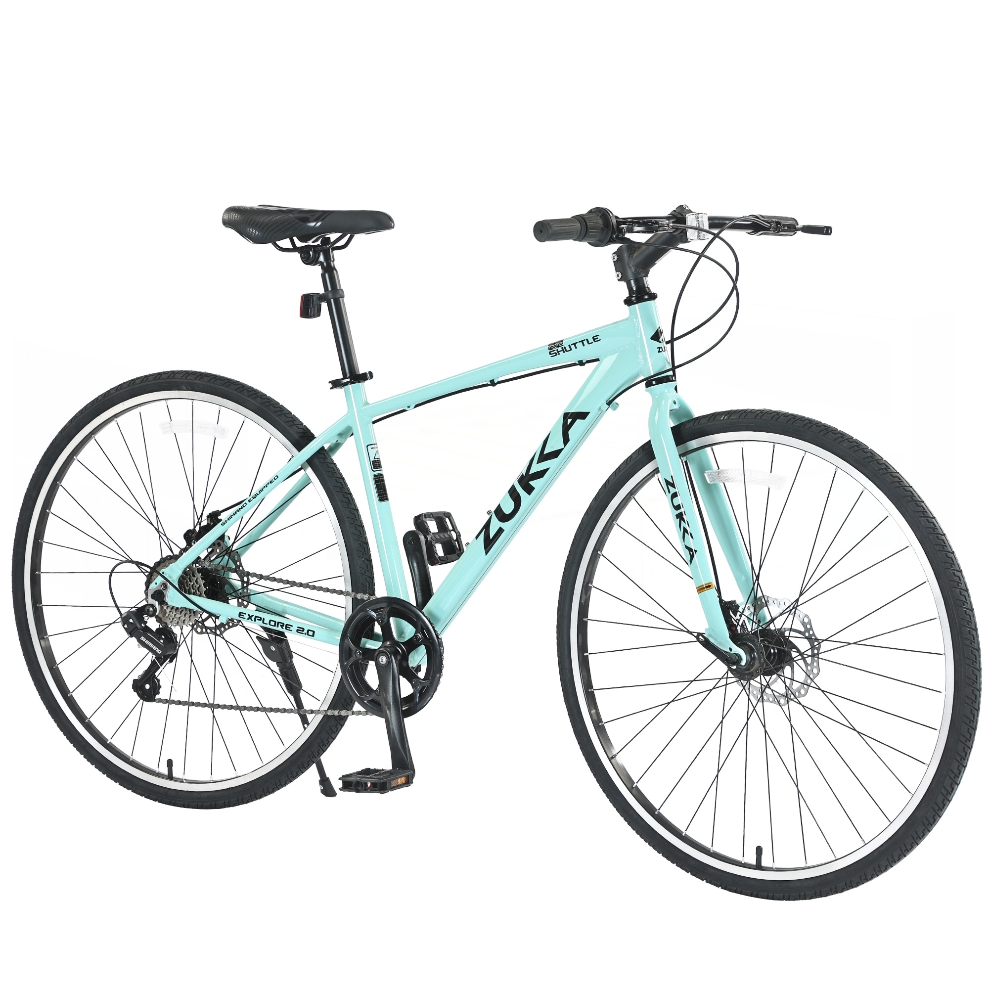 7 Speed Hybrid Bike Double Disc Brakes 700C Road Bike