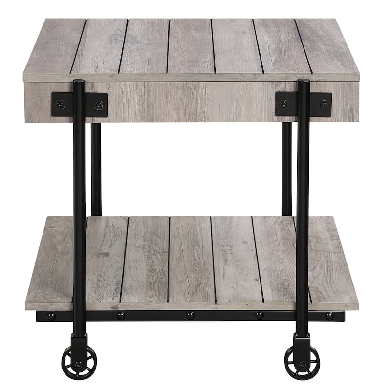 Hyssop Farmhouse Steel 2-Piece Coffee Table Set with Shelf by Furniture of America