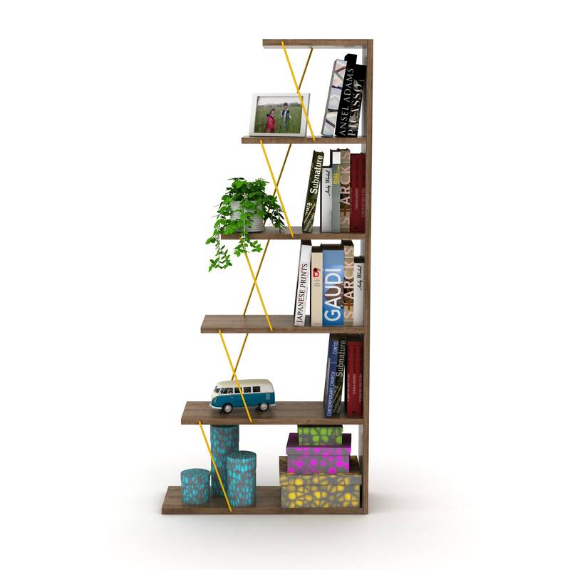 Furnish Home Store Modern 5 Tier Ladder Bookshelf Organizers, Narrow Bookshelf for Small Spaces Office Furniture Bookcase