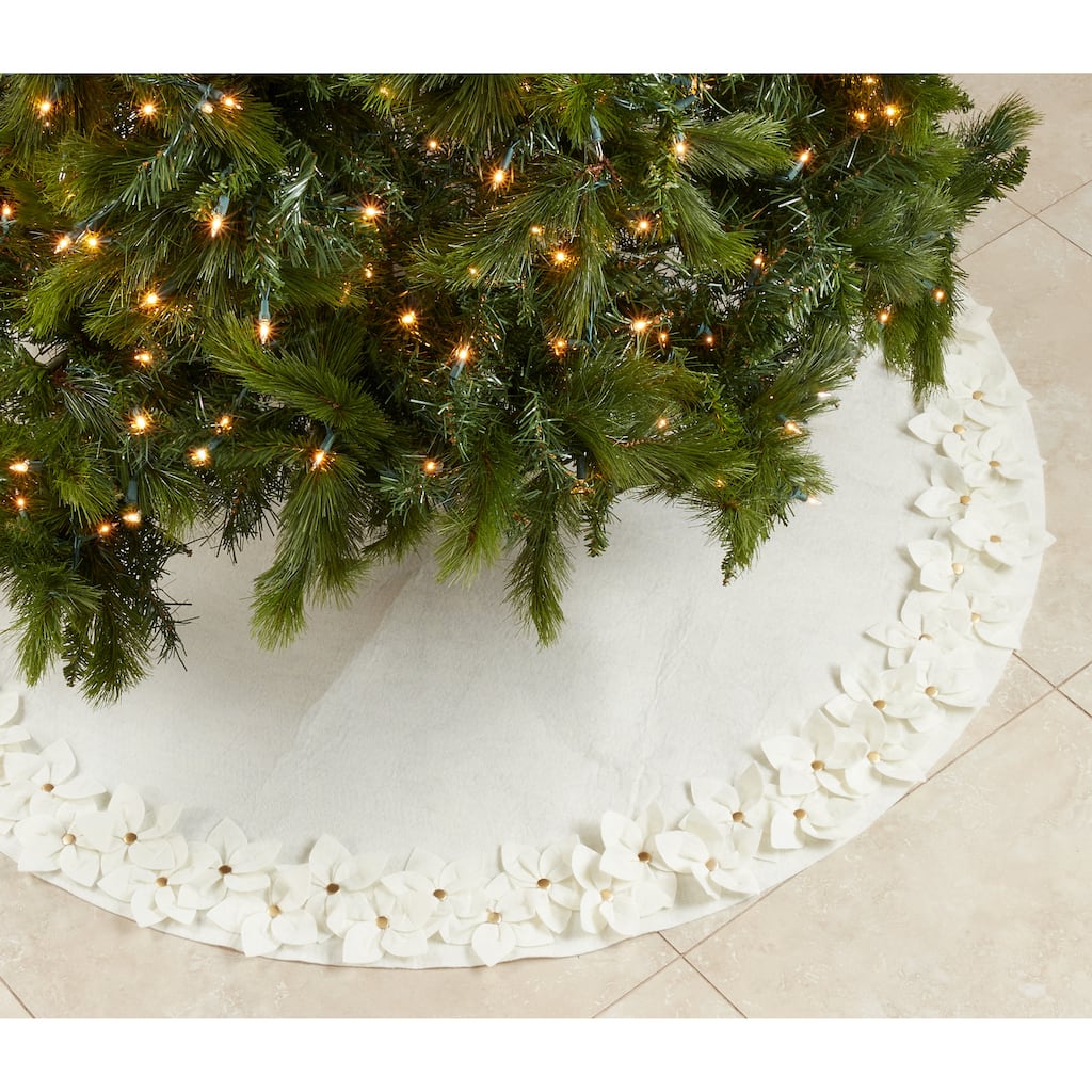 Christmas Tree Skirt With Felt Flower Design