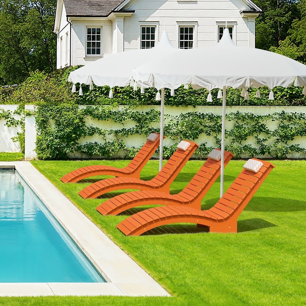 HDPS Pool Lounge Chairs Set of 4, Use in Pools Lounge Chairs, Chaise Chairs with Headrest, Lounge Chair Outdoor