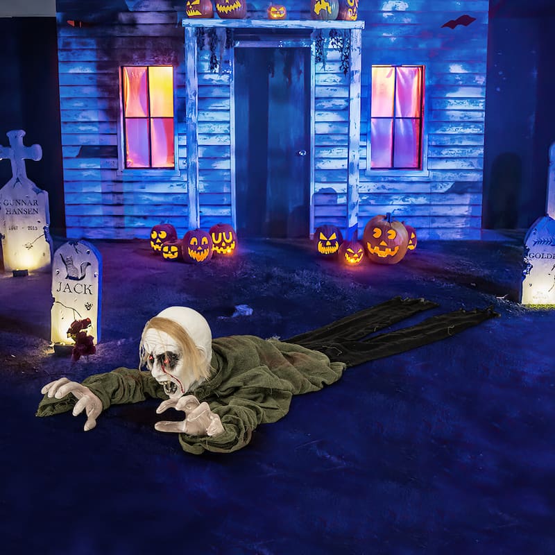 Gymax Halloween Skeleton Groundbreaker Decoration Sound-Actived